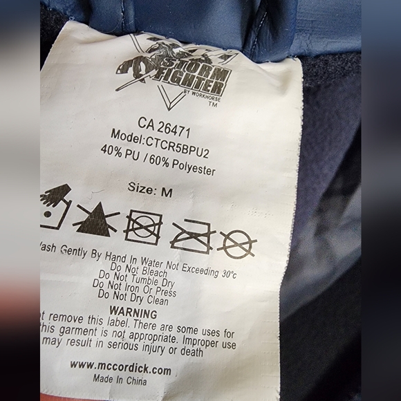 Storm Fighter Rain Jacket with fleece lining size Medium - Picture 5 of 7